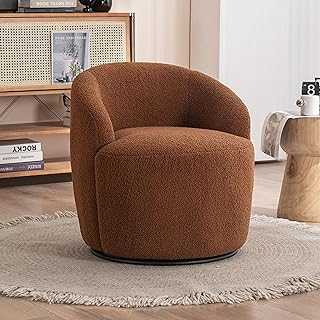 Swivel Cuddle Chair Swivel Accent Armchair Barrel Chair round Accent Tub Armchair with 360° Rotating Metal Base Lamb's Wool Chair Sofa Reading Chair/Coffee