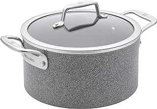 Vitale 6-qt Nonstick Dutch Oven with Lid, Aluminum, Scratch Resistant, Made in Italy, Gray