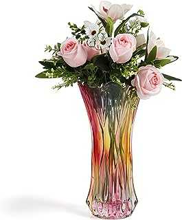 Belle Vous Phoenix Tail Glass Vase - 28.5cm/11.22 Inches - Modern Decorative Cylinder Thickened Glass Flower Vase For Home/Wedding Table Centrepiece, Office Decor or Gift