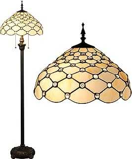 Gweat Tiffany 16-Inch European Retro Stained Glass White Pearl Series Floor Lamp