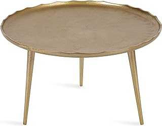 Kate and Laurel Alessia Modern Coffee Table, 25 x 25 x 15, Gold, Metal Coffee Table with Antique Detailing for Storage and Display