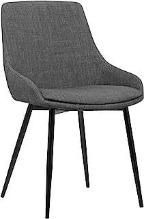 Armen Living Metal Legs Mia Contemporary Dining Chair, Charcoal, Height