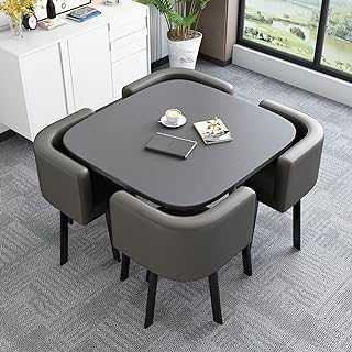PUMPIE Business Conference Room Coffee Table Space-Saving Small Meeting Room Table, Coffee Table and Chair Set,Negotiation Table Sales Office Shops Meetings Tables (Color : Dark gray)