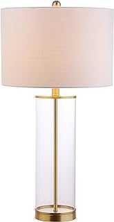 JONATHAN Y JYL2005A Collins 29 inch Glass LED Table Lamp Modern Contemporary Glam Bedside Desk Nightstand Lamp for Bedroom Living Room Office College Bookcase LED Bulb Included, Clear/Brass Gold