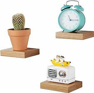 Gieanoo Floating Shelves, Small shelf for wall Oak Wood Square Floating Shelves, Mini Wall Shelf for Small Objects, Hanging Wall Shelf Decoration for Bedroom, Living Room, set of 3