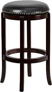 Flash Furniture High Backless Wood Barstool with Black Swivel Seat, Leather, Cappuccino, 87 x 50.8 x 17.78 cm