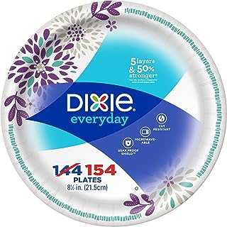 Dixie Everyday Paper Plates, Lunch or Light Dinner Plate, 8.5 Inches, 154 Count