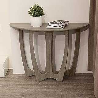 FINECASA Wooden Console Table, Half-Moon Entryway Table, Semicircle Narrow Side Table, Sofa Table for Living Room and Corridor, Foyer Table, Half Round Hallway Table, 43.4x17x30 Inches, Gray