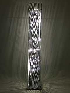 Sassy Home Cayan Tower Silver Metal Wire Twisted Tower Floor Standing LED Lamp