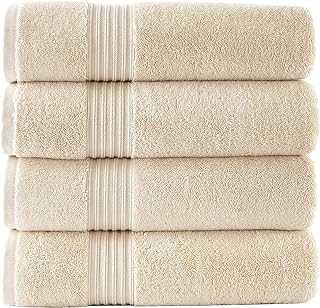 Peshkul Turkish Bathroom Towels, Best Bath Towels Used by Spa& Luxury Hotel | 100% Cotton 27x54 |Set of 4 Soft Bath Towels for Bathrooms | Super Absorbent | Made in Turkey (Sand Beige)