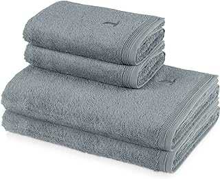 Möve Superwuschel Towel Set, 2 bath towels 80 x 150 cm & 2 hand towels 50 x 100 cm, Made in Germany, 100% cotton, stone