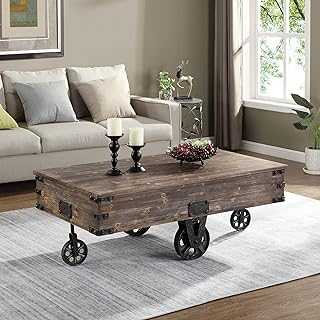 FirsTime & Co. Factory Cart Coffee Accent Table, 45" x 17" x 29.5", Rustic Espresso/Antique Black