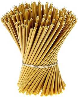 Danilovo 100% Pure Beeswax Taper Candles (Yellow) - Orthodox Church Candle Tapers for Prayer, Ritual, Christmas - No Soot, Dripless, Tall, Bendable, N40, Height 26,5 cm, Ø 7,15 mm (50 pcs - 500 g)