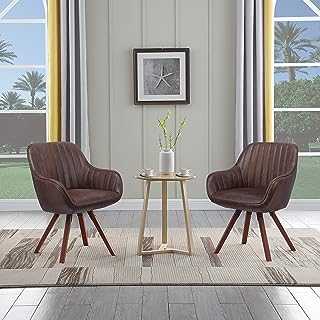KithKasa Mid Century Modern Dining Chairs Set of 2, Desk Chair No Wheels Swivel Accent Home Office Chair with Walnut Color Wood Legs for Living Room, Brown