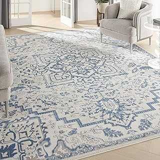 Nourison Elation Persian Floral Traditional Ivory Blue 8' x 10' Area Rug , 7'10" x 9'10"