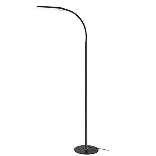 FREEUP LED Floor Lamp Dimmable Floor Light, Modern 12 W Standing Reading Lamp with Touch Control Eye Care for Living Room Bedroom Office, 180 ° Flexible Gooseneck,Black