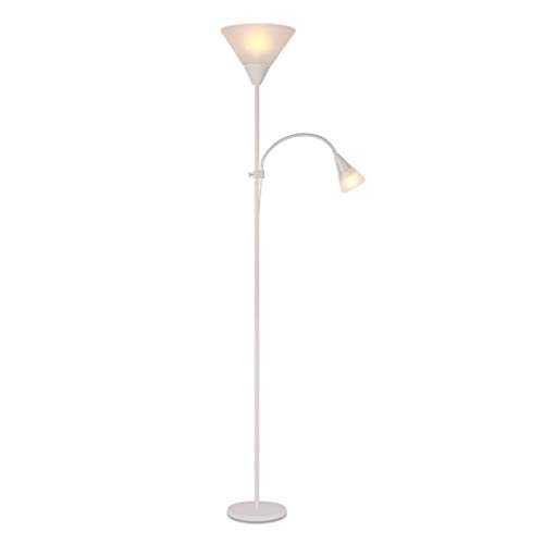 OBRARY Floor Lamp Designer Standing Lamp Indoor Lighting Floor Lamp Antique Suitable for Living Room Bedroom - Foot Switch (Color : Silver Grey) liuzhiliang (Color : White)