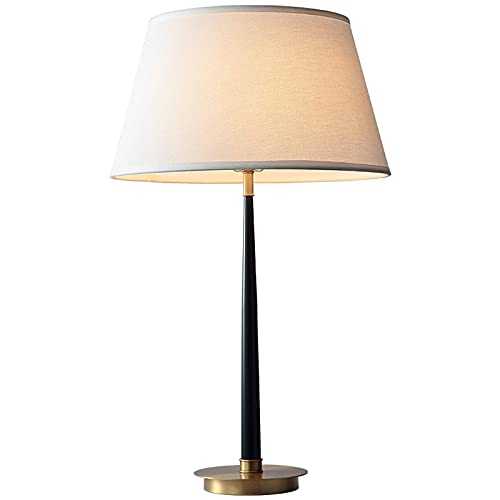 GYC LED Study Table Lamp, Modern Living Room Reading Light with Fabric Lampshade, Bedroom Brass Bedside Lamp for Office and Working, 75 cm