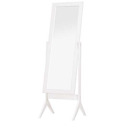 HOMCOM Freestanding Dressing Mirror Bedroom Tall Adjustable Angle 148x47cm White