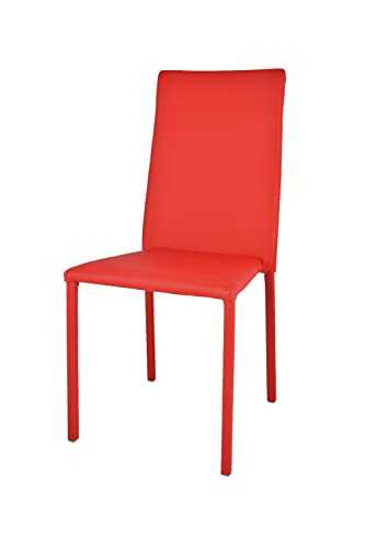 t m c s Tommychairs - Julia stackable Chair for kitchen, bar and dining room, sturdy steel structure padded and covered in red artificial leather