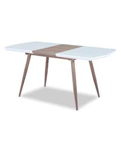 Sohail Metal Extendable Table, Wood and Glass, 140/180 x 80 cm