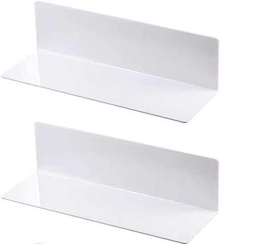 Uwenkjie Floating Wall Shelves Set of 2 - Easily Expand Wall Space - Acrylic Small Shelf for Living Room,Bedroom, Bathroom, Kitchen.White