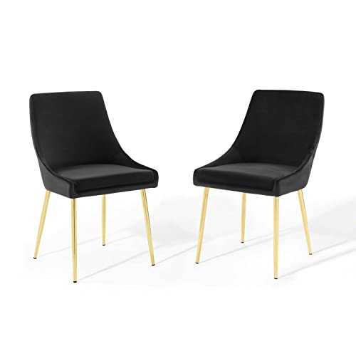 Modway Performance Velvet Dining Chairs-Set of 2, Fabric, Gold Black