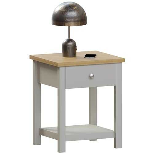 Vida Designs Arlington 1 Drawer Side Table Living Room End Sofa Coffee Laptop Tea Table (Grey)