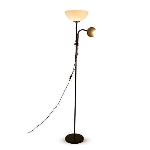 OBRARY Floor Lamp Retro Double-Headed Standing Lamp Interior Lighting Antique Suitable for Living Room Bedroom - Button Switch (Color : White) liuzhiliang (Color : Black)