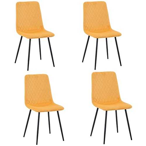 GOLDFAN Tulip Kitchen Chairs Set 4 Grey Dining Chairs PP Chair with Wood Legs for Living Room Home Office