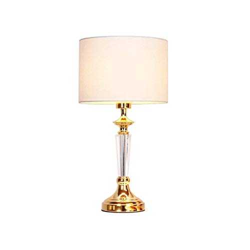JEONSWOD Modern Brass Metal Base Bedside Elegant Table Lamp, Small Table Lamps with WhiteFabric Lampshade for Bedroom Living Room Office