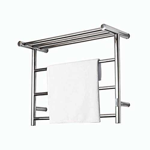 FWZJ Wall-Mounted Thermostat Heated Towel Rail, Electric Towel Rail Warmer Radiator Energy Efficient 35W, Bathroom 304 Stainless Towel Heating Drying Rack with Timer On/Off, Polished Mi