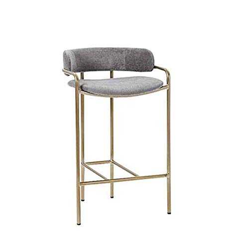 Hesolo Bar Stools Bar Stool Metal Foot Kitchen Chair Backrest Footrest Handrail Counter High Chair Office Furniture Gold (size: 75CM)