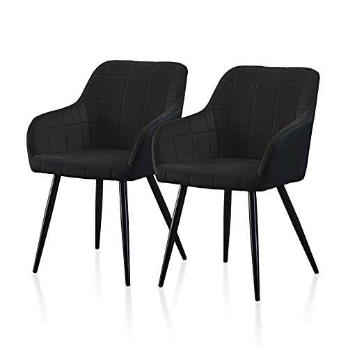 TUKAILAI 2PCS Black Dining Chairs Occasional Upholstered Seat Chair Industrial Tub Chair Lounge Commercial Restaurants Reception Armchairs for Living Room Home Office Furniture Anthracite Chair