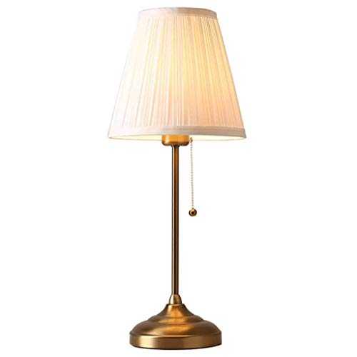 JEONSWOD Modern Simple Style Brass Metal Base Bedside Elegant Table Lamp with White Cloth Lamp