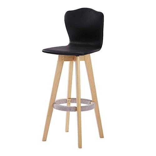 COLiJOL Furniture Bar Chair,Barstools Chair Round Footrest with Leather Backrest Swivel Seat for Breakfast Pub Café Bar Stool 4 Wooden Legs Max. Load 150 Kg/Black/Seat Height:71Cm