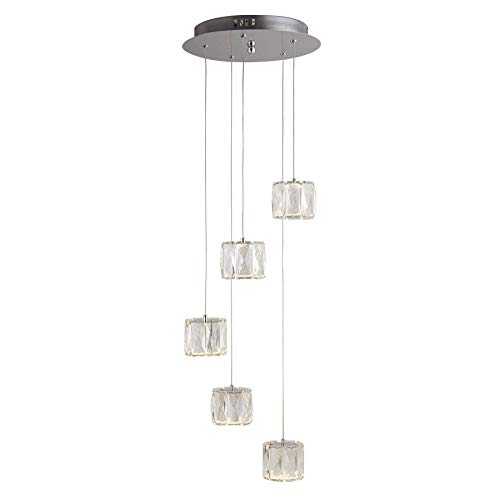 Searchlight 7765-5CC Maxim Five Light Cluster Pendant Light in Chrome with Bevelled K9 Glass