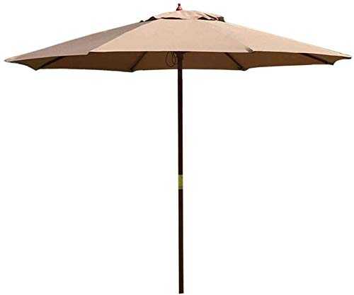 Outdoor Patio Umbrellas 2.7m Garden Parasol, Wooden Outdoor Parasols with Wooden Pole and 8 Ribs, Sun Shade Protection for Beach/Yard/Balcony/Pool