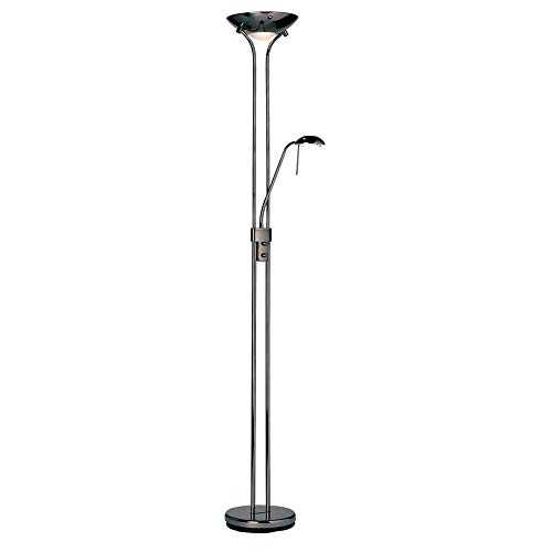 Endon Rome Mother and Child Task Floor Lamp Black Chrome 230W & 33W Decorative Indoor Standing Reading Light with Double Rotary Dimmer Switch