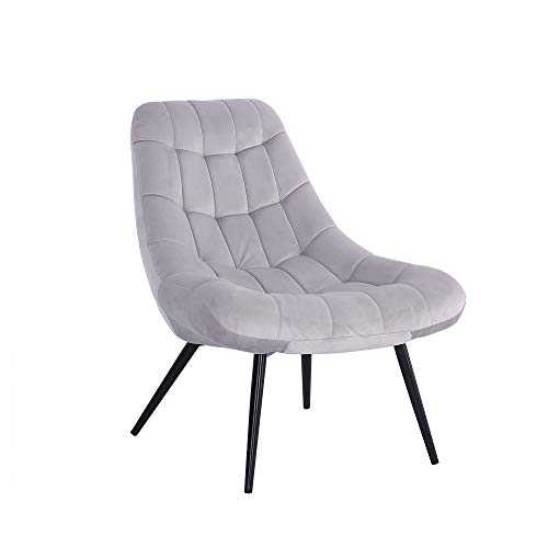 Panana Velvet Fabric Accent Button Tub Chair Armchair Lounge Sofa Living Bedroom Chair Leisure Retro Sofa Chair (Grey)