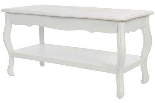 elbmöbel Charming wooden coffee table with storage, antique white - tall W88 x H44 x D42