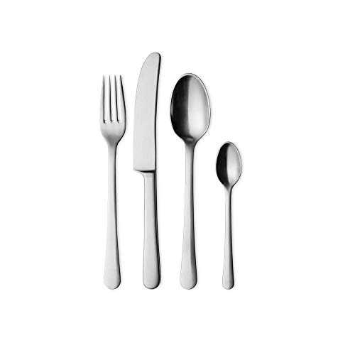 Georg Jensen Copenhagen Cutlery Set, 16 Pieces - 4X Dinner Fork, 4X Dinner Spoon, 4X Long Grill Dinner Knife and 4X Tea Spoon, Matte Stainless Steel 18/8 by Grethe Meyer
