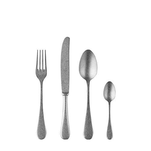 Mepra Vintage 1026VI22024 Dolce 24 Pcs Flatware Set – Pewter Tableware, Dishwasher Safe Cutlery
