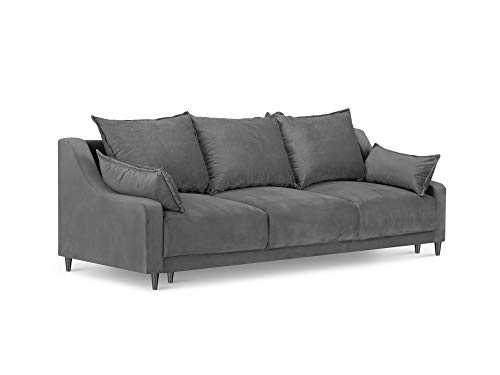 Mazzini Convertible Sofa Bed with Storage Box, Lilac, 3 Seaters, Light Grey, 215 x 94 x 90 cm