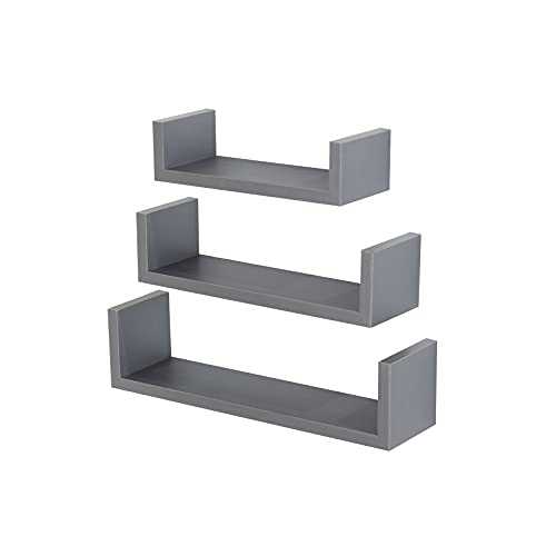 Core Products Set of three u shaped floating shelf kit - matt grey