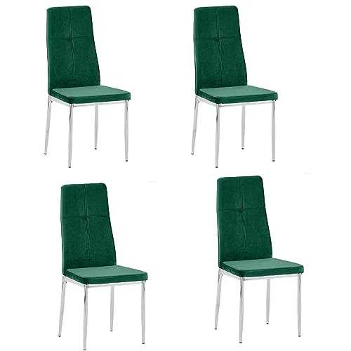 GOLDFAN Velvet Dining Chairs Set of 4 Modern Kitchen Chairs with Black Metal Legs Dining Room Living Room Chairs,Green