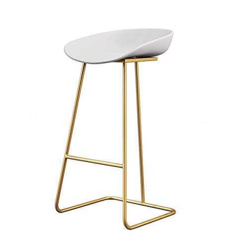 MOCHIYIA Barstools Barstools Breakfast Chair Bar Chairs Counter High Footrest Stools Kitchen Breakfast Dining Chair Modern Furniture | White PP Seat And Gold Metal Legs