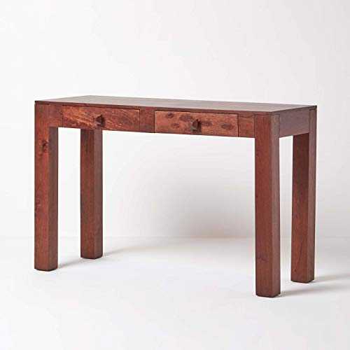 HOMESCAPES - Dakota - Console Hall Table with Drawers - Dark - 100% Solid Mango Hard Wood - (No Veneer) Hand Crafted Furniture