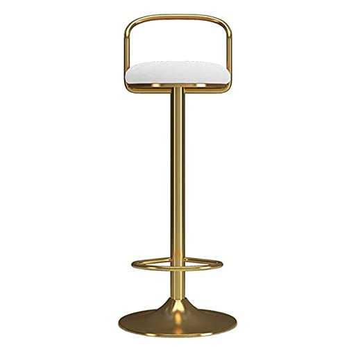 Bar Stool Chair Gold Barstools Iron Legs Footrest and Back Swivel Seat Dining Chair Height Adjustable for Kitchen Pub Café, Seat Height 25.6″-31.5″