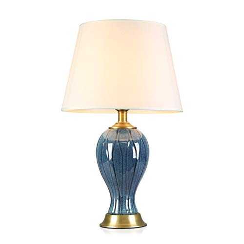 zunruishop Desk Lamp 21" Ceramic/Brass Table Lamp, Contemporary, Traditional, Transitional For Bedroom, Living Room, Office Modern Table Lamp (Color : Remote control)